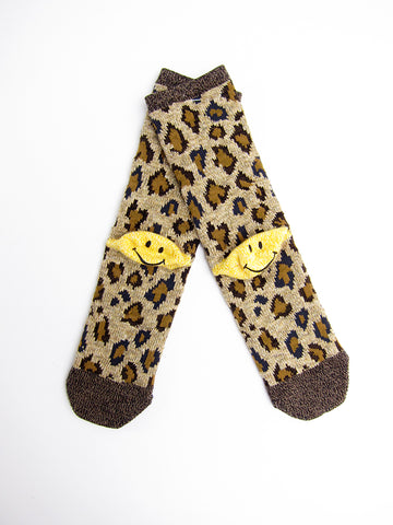 Kapital Yarns Smiley Socks, Brown Leopard