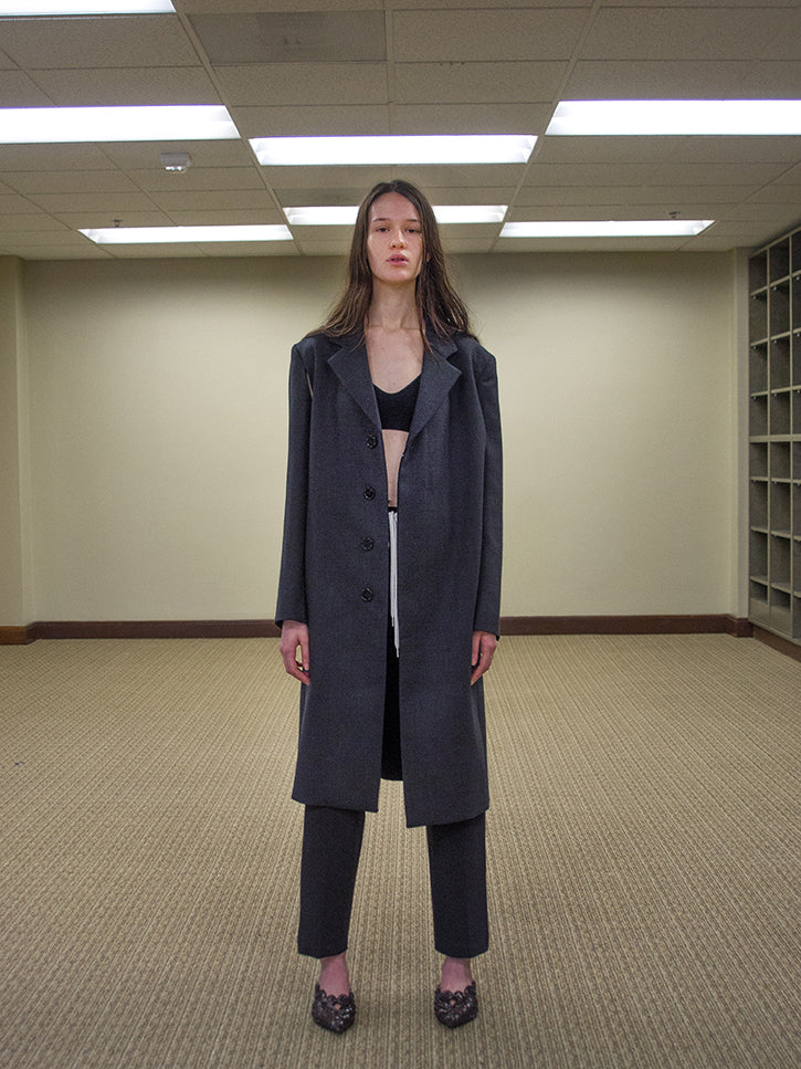 Maison Margiela MM6 Tailored Coat, Dark Charcoal at Stand Up Comedy
