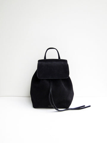 Mansur Gavriel Mini Backpack, Black, Suede