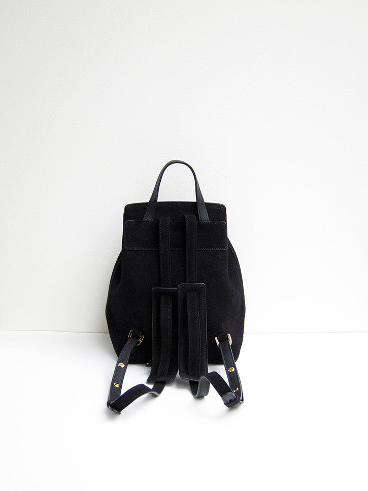 Mansur Gavriel Mini Backpack, Black, Suede