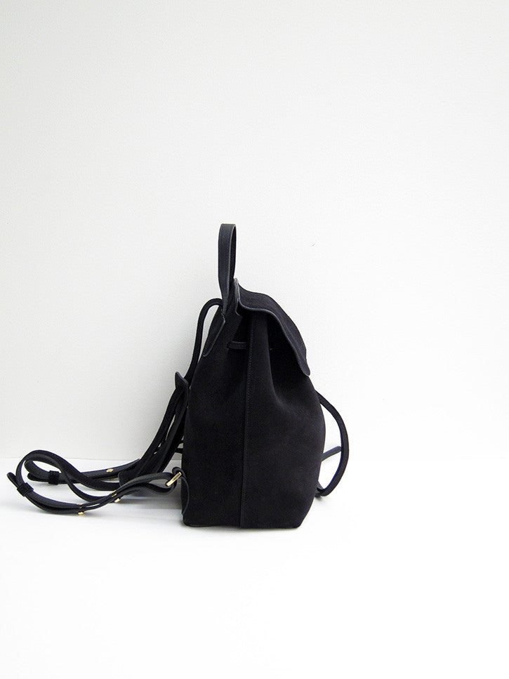black suede mini backpack Mansur Gavriel Mini Backpack, Black, Suede– Stand Up Comedy