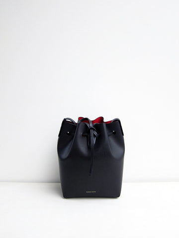 Mansur Gavriel Mini Bucket Bag, Black/Flamma