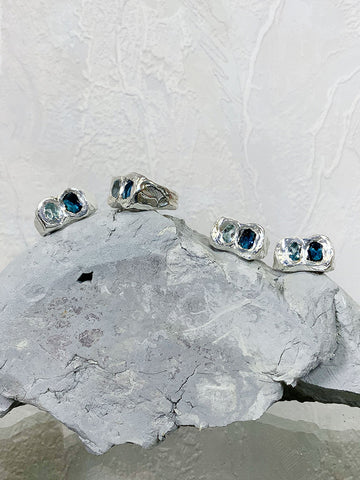 Simuero Buzo Ring, Sterling Silver/Blue Topaz